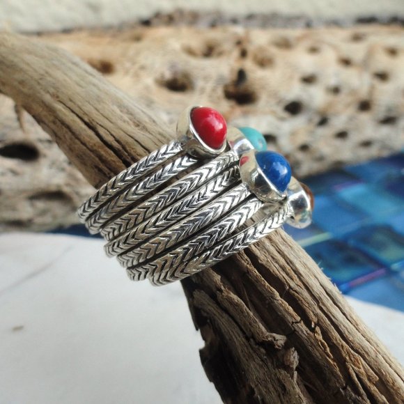 ⃘💍Stackable Gemstone Ring Set✨⃘ - Picture 2 of 15